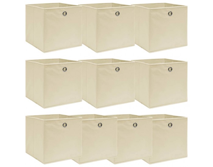 Sonata Кутии за съхранение, 10 бр, кремави, 32x32x32 см, текстил
