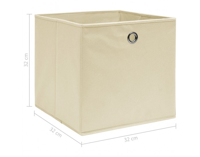 Sonata Кутии за съхранение, 10 бр, кремави, 32x32x32 см, текстил