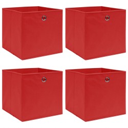 Sonata Кутии за съхранение, 4 бр, червени, 32x32x32 см, текстил - Шкафове, Витрини, Модулни секции