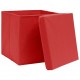 Sonata Кутии за съхранение с капаци 10 бр червени 32x32x32 см текстил