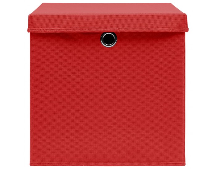 Sonata Кутии за съхранение с капаци 10 бр червени 32x32x32 см текстил