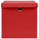 Sonata Кутии за съхранение с капаци 10 бр червени 32x32x32 см текстил