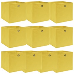 Sonata Кутии за съхранение, 10 бр, жълти, 32x32x32 см, текстил - Шкафове, Витрини, Модулни секции