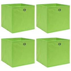 Sonata Кутии за съхранение, 4 бр, зелени, 32x32x32 см, текстил - Шкафове, Витрини, Модулни секции
