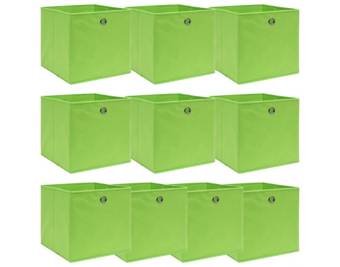 Sonata Кутии за съхранение, 10 бр, зелени, 32x32x32 см, текстил