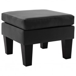 Sonata Табуретка, черна, изкуствена кожа - Мека мебел