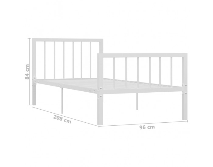 Sonata Рамка за легло, бяла, метал, 90x200 см