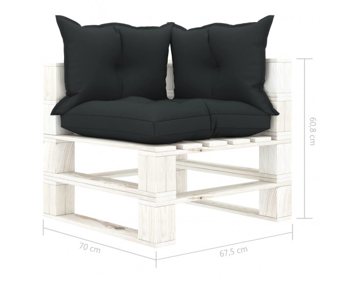 Sonata Градински 3-местен палетен диван с антрацитни възглавници дърво