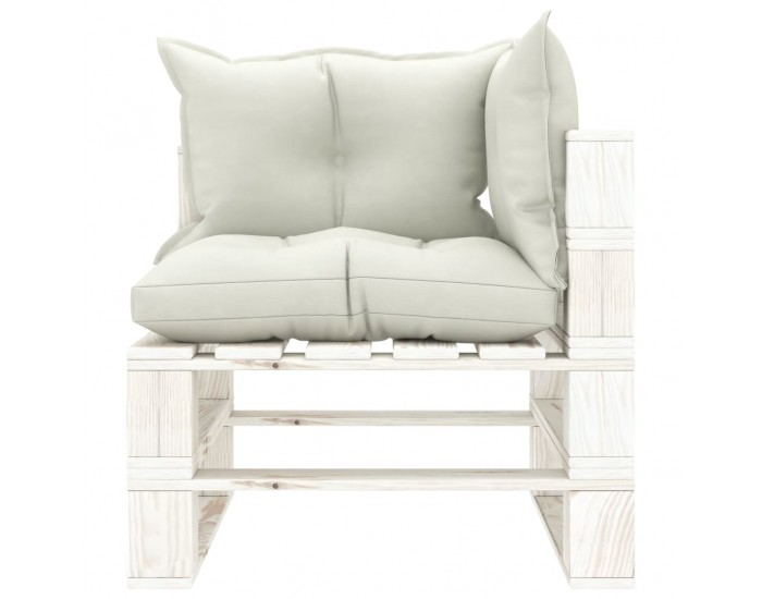 Sonata Градински 2-местен палетен диван с бежови възглавници дърво