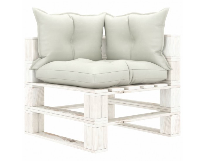 Sonata Градински 2-местен палетен диван с бежови възглавници дърво