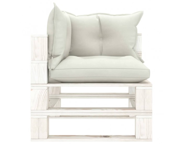 Sonata Градински 2-местен палетен диван с бежови възглавници дърво