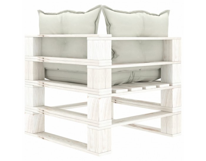 Sonata Градински 2-местен палетен диван с бежови възглавници дърво