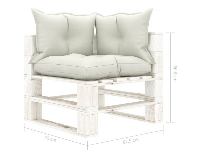 Sonata Градински 2-местен палетен диван с бежови възглавници дърво