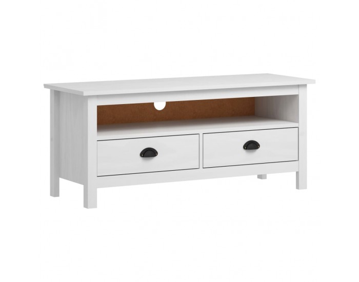 Sonata ТВ шкаф Hill Range, бял, 110x40x47 см, борово дърво масив