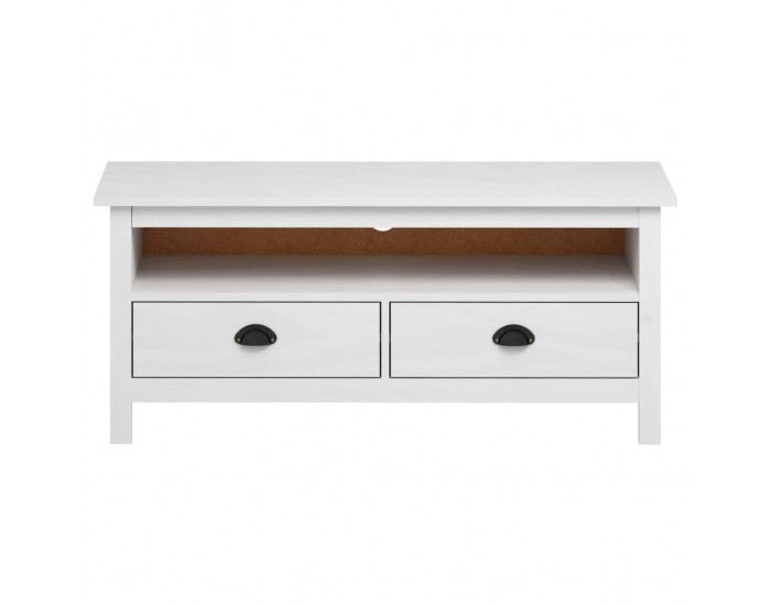 Sonata ТВ шкаф Hill Range, бял, 110x40x47 см, борово дърво масив