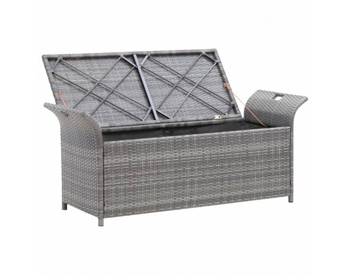 Sonata Пейка за съхранение с възглавница, сива, 138 см, полиратан
