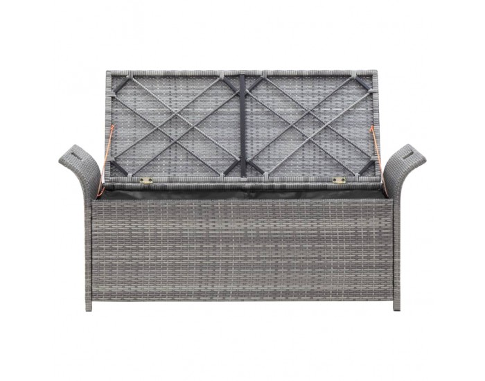 Sonata Пейка за съхранение с възглавница, сива, 138 см, полиратан