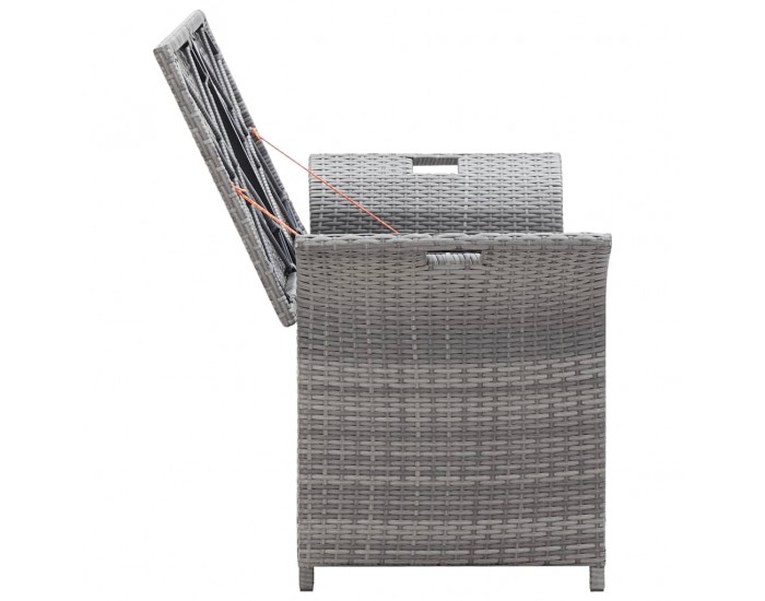 Sonata Пейка за съхранение с възглавница, сива, 138 см, полиратан