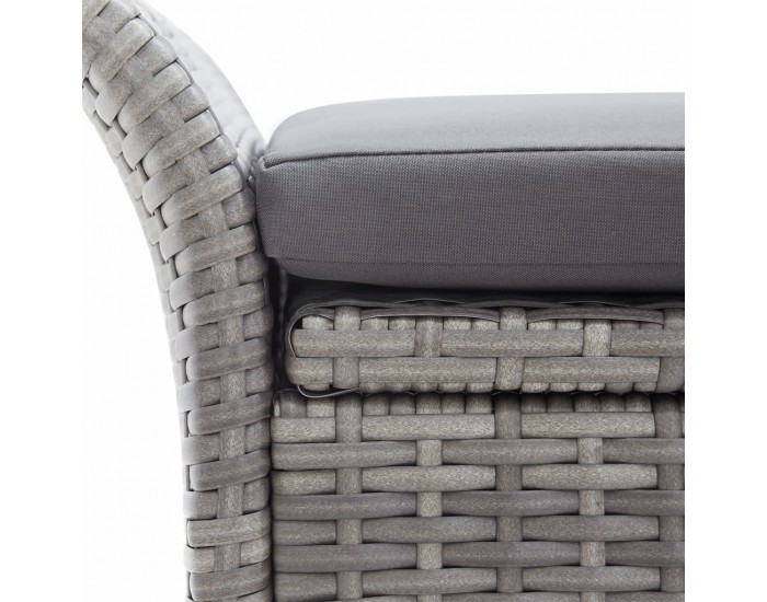 Sonata Пейка за съхранение с възглавница, сива, 138 см, полиратан