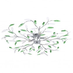 Sonata Лампа за таван с акрилни кристални листа за 5 крушки E14 зелена - Лампи за таван