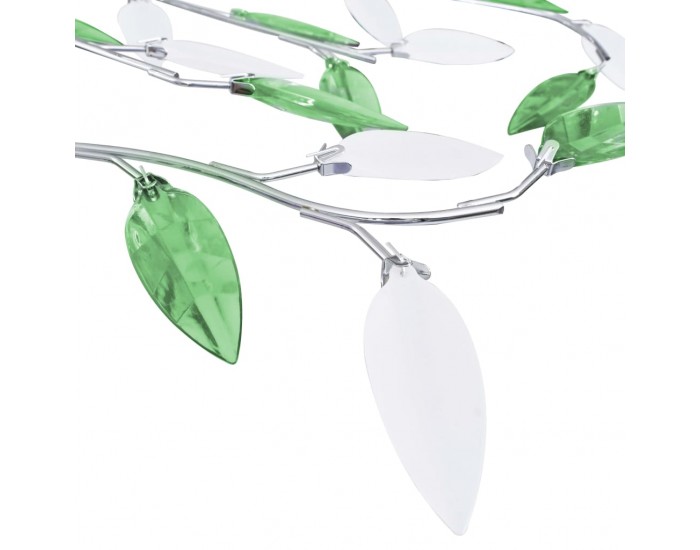 Sonata Лампа за таван с акрилни кристални листа за 5 крушки E14 зелена