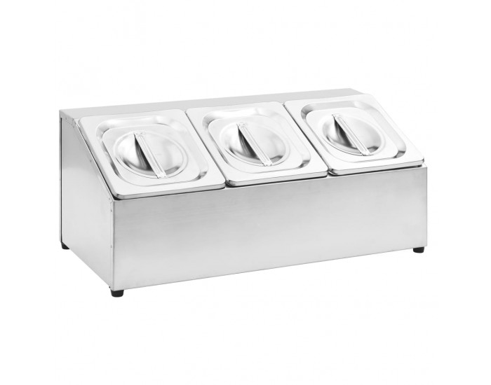 Sonata Гастронорм контейнер държач с 3 GN съда 1/6 неръждаема стомана