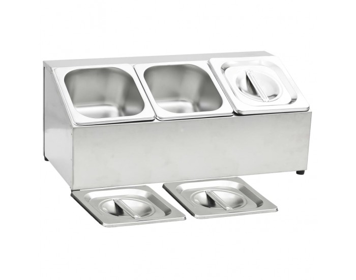 Sonata Гастронорм контейнер държач с 3 GN съда 1/6 неръждаема стомана