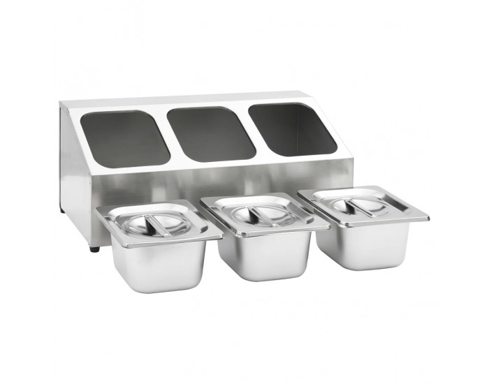 Sonata Гастронорм контейнер държач с 3 GN съда 1/6 неръждаема стомана