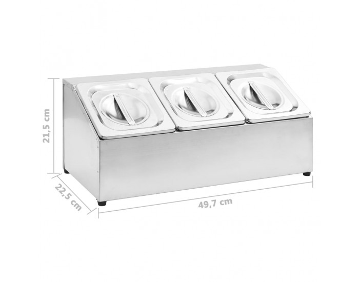 Sonata Гастронорм контейнер държач с 3 GN съда 1/6 неръждаема стомана