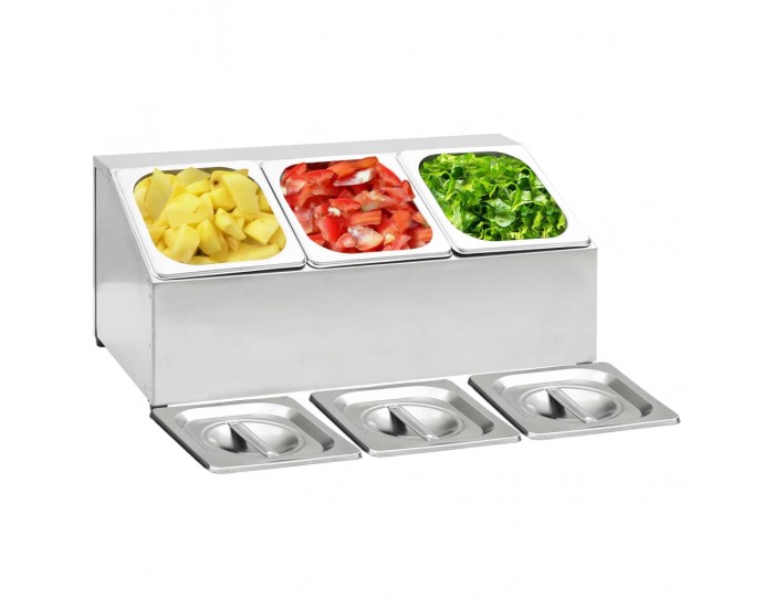 Sonata Гастронорм контейнер държач с 3 GN съда 1/6 неръждаема стомана