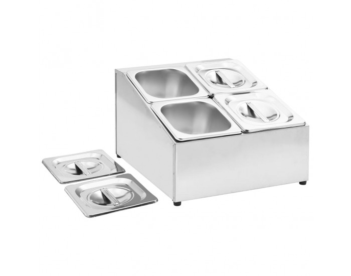 Sonata Гастронорм контейнер държач с 4 GN съда 1/6 неръждаема стомана Sonata Гастронорм контейнер държач с 4 GN съда 1/6 неръждаема стомана