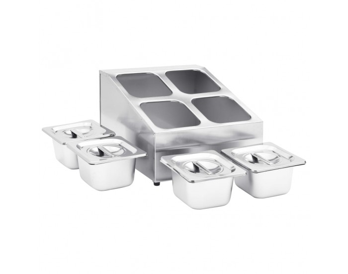 Sonata Гастронорм контейнер държач с 4 GN съда 1/6 неръждаема стомана Sonata Гастронорм контейнер държач с 4 GN съда 1/6 неръждаема стомана