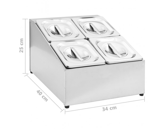 Sonata Гастронорм контейнер държач с 4 GN съда 1/6 неръждаема стомана Sonata Гастронорм контейнер държач с 4 GN съда 1/6 неръждаема стомана