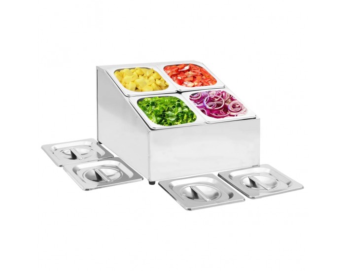 Sonata Гастронорм контейнер държач с 4 GN съда 1/6 неръждаема стомана Sonata Гастронорм контейнер държач с 4 GN съда 1/6 неръждаема стомана