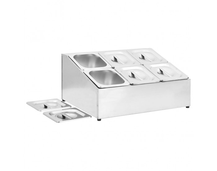 Sonata Гастронорм контейнер държач с 6 GN съда 1/6 неръждаема стомана