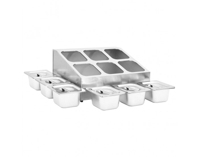 Sonata Гастронорм контейнер държач с 6 GN съда 1/6 неръждаема стомана