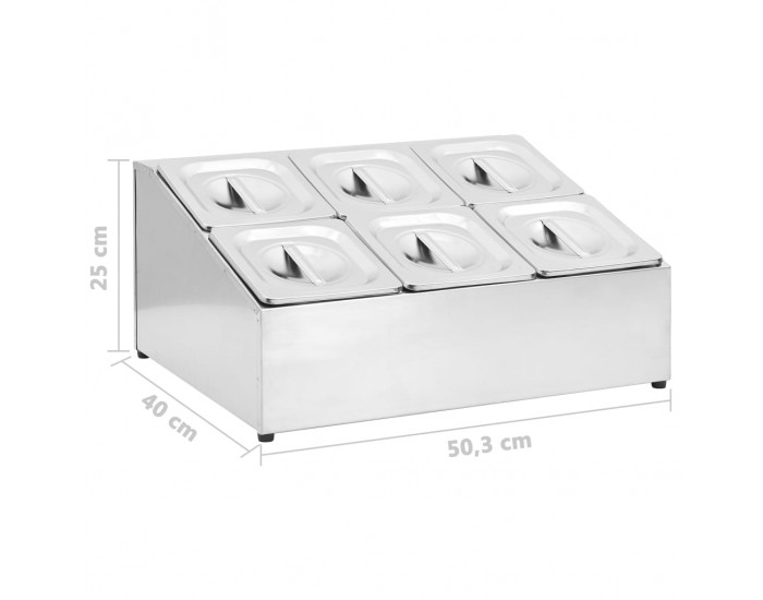 Sonata Гастронорм контейнер държач с 6 GN съда 1/6 неръждаема стомана