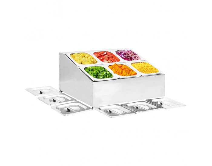 Sonata Гастронорм контейнер държач с 6 GN съда 1/6 неръждаема стомана