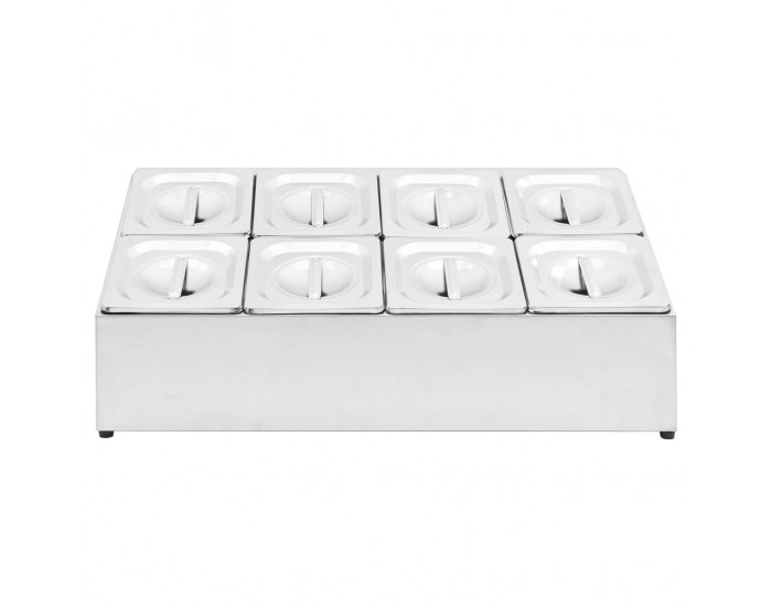 Sonata Гастронорм контейнер държач с 8 GN съда 1/6 неръждаема стомана