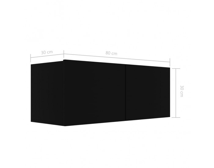 Sonata ТВ шкаф, черен, 80x30x30 см, ПДЧ