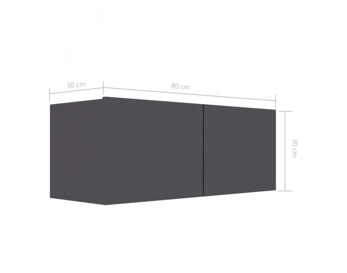 Sonata ТВ шкаф, сив гланц, 80x30x30 см, ПДЧ