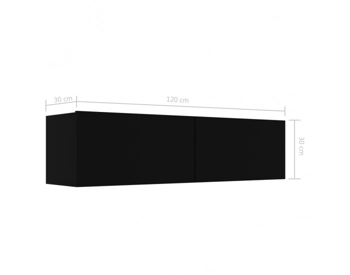 Sonata ТВ шкаф, черен, 120x30x30 см, ПДЧ