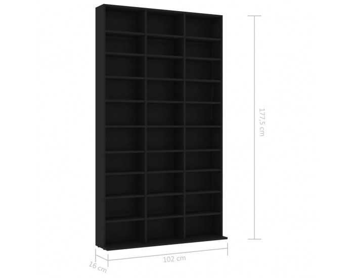 Sonata CD шкаф, черен, 102x16x177,5 см, ПДЧ