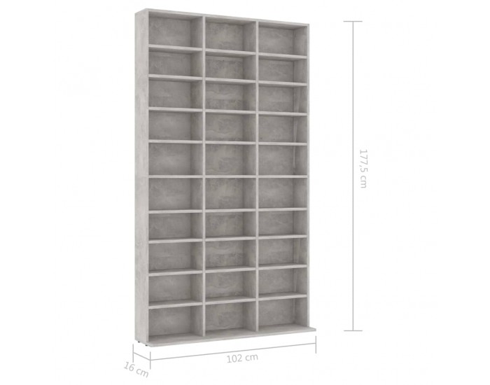 Sonata CD шкаф, бетонно сив, 102x16x177,5 см, ПДЧ