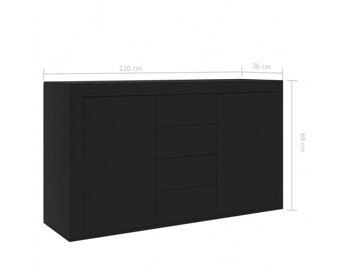 Sonata Бюфет, черен, 120x36x69 см, ПДЧ