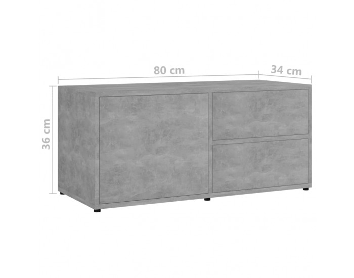 Sonata ТВ шкаф, бетонно сив, 80x34x36 см, ПДЧ