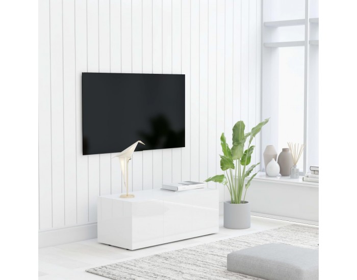 Sonata ТВ шкаф, бял гланц, 80x34x30 см, ПДЧ Sonata ТВ шкаф, бял гланц, 80x34x30 см, ПДЧ