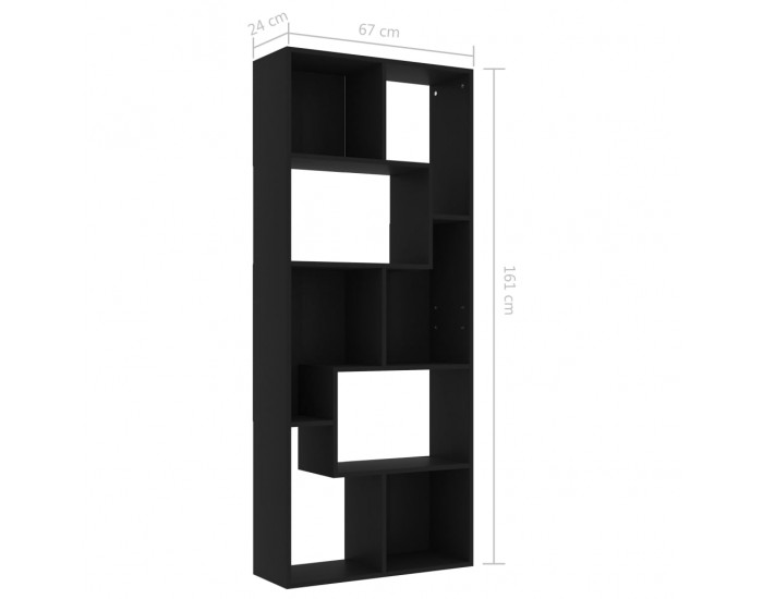 Sonata Шкаф библиотека, черен, 67x24x161 см, ПДЧ