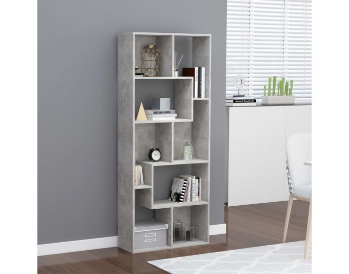 Sonata Шкаф библиотека, бетонно сива, 67x24x161 см, ПДЧ