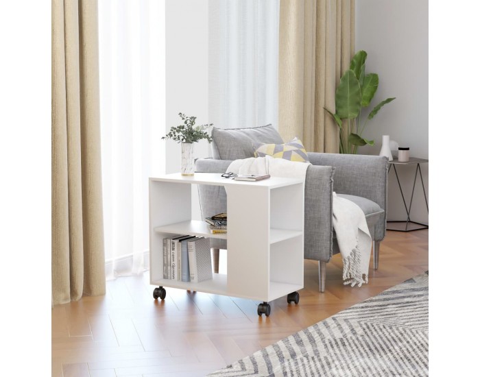 Sonata H Странична маса, бяла, 70x35x55 см, инженерна дървесина